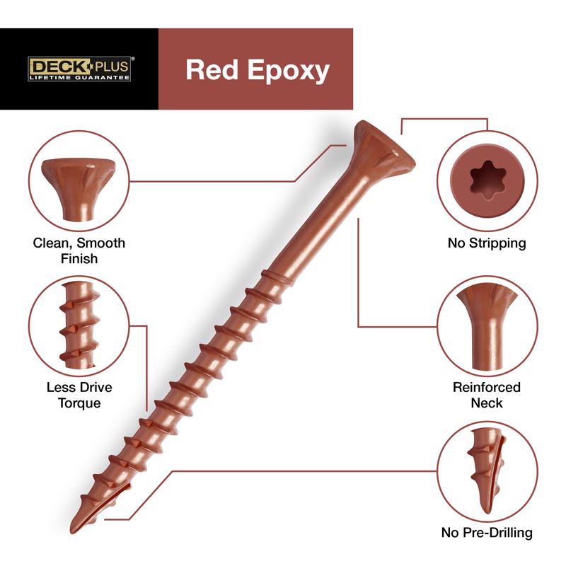 Deck Plus No. 8 X 1-5/8 in. L Red Star Flat Head Exterior Deck Screws 1 lb 1 pk