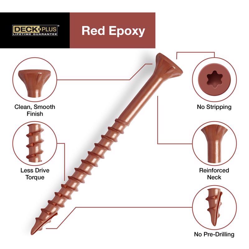 Deck Plus No. 10 X 2-1/2 in. L Red Star Flat Head Exterior Deck Screws 5 lb