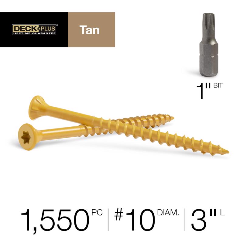 Deck Plus No. 10 X 3 in. L Tan Star Flat Head Exterior Deck Screws 25 lb