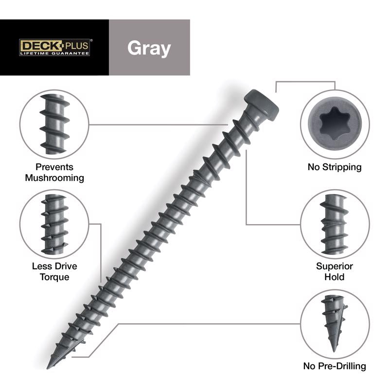 Deck Plus No. 10 X 2-1/2 in. L Gray Star Flat Head Composite Deck Screws 1 lb