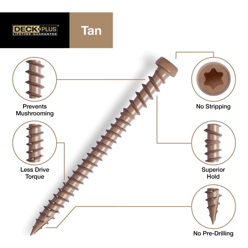 Deck Plus No. 10 X 2-1/2 in. L Tan Star Flat Head Composite Deck Screws 5 lb
