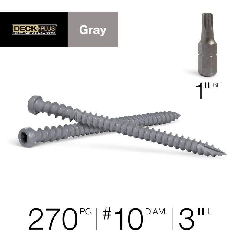 Deck Plus No. 10 X 3 in. L Gray Star Flat Head Composite Deck Screws 5 lb