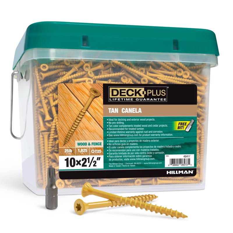 DCK SCREW 10X2.5"TAN 25#