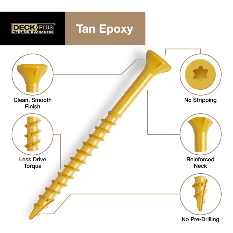Deck Plus No. 10 X 2-1/2 in. L Tan Star Flat Head Exterior Deck Screws 25 lb