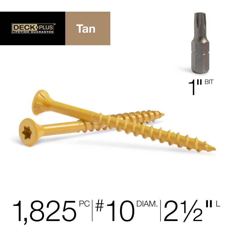 Deck Plus No. 10 X 2-1/2 in. L Tan Star Flat Head Exterior Deck Screws 25 lb