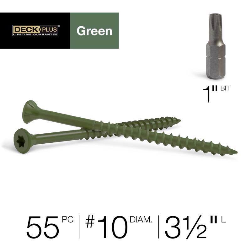 Deck Plus No. 10 X 3-1/2 in. L Green Star Flat Head Exterior Deck Screws 1 lb