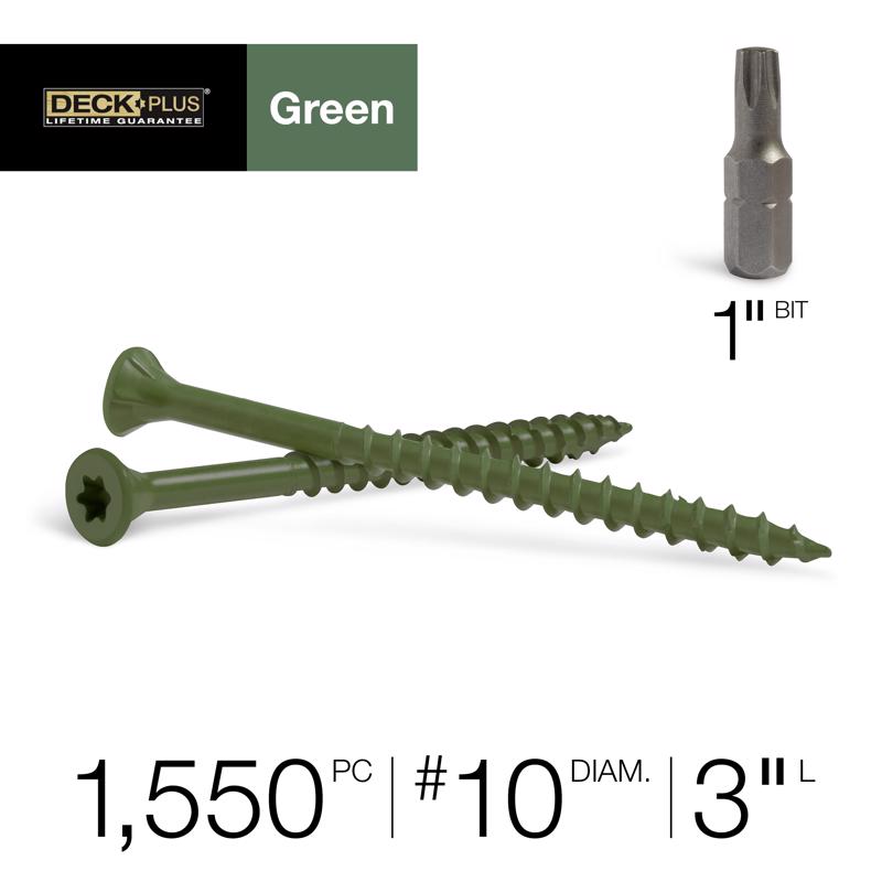 Deck Plus No. 10 X 3 in. L Green Star Flat Head Exterior Deck Screws 25 lb