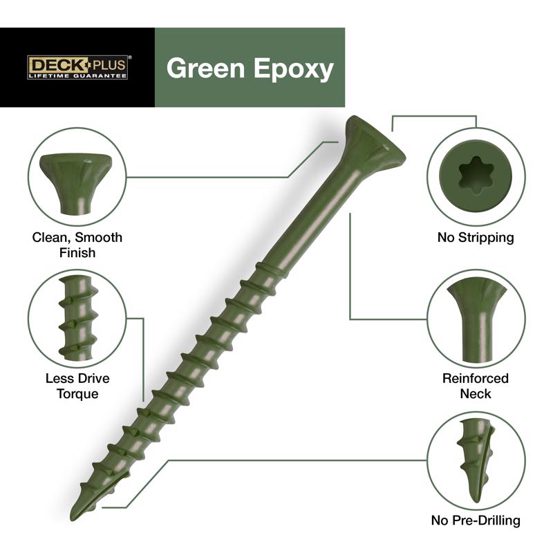 Deck Plus No. 10 X 2-1/2 in. L Green Star Flat Head Exterior Deck Screws 25 lb