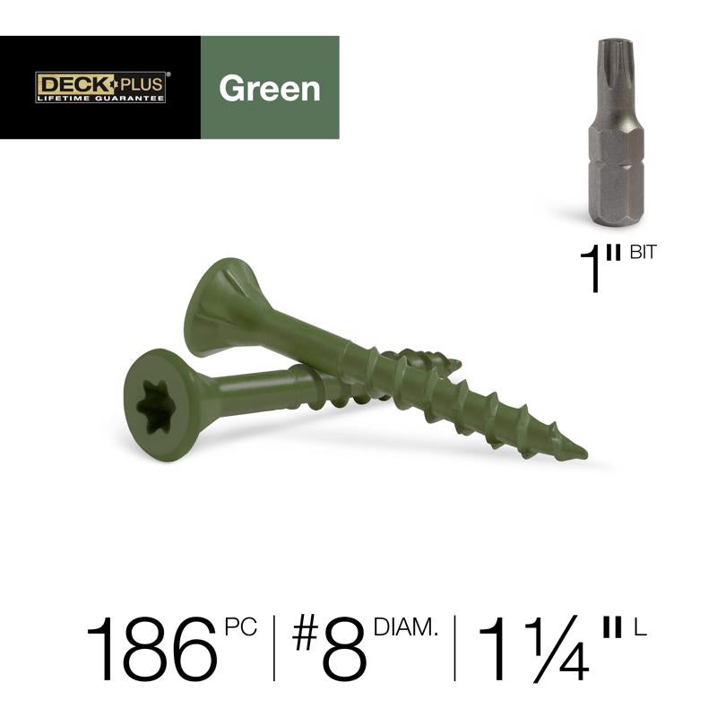 Deck Plus No. 8 X 1-1/4 in. L Green Star Flat Head Exterior Deck Screws 1 lb