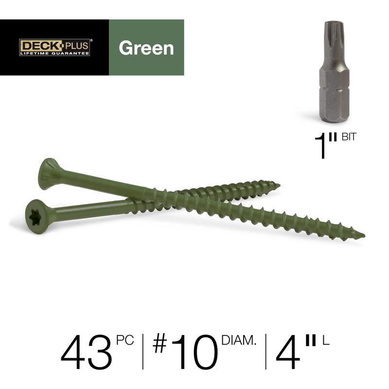 Deck Plus No. 10 X 4 in. L Green Star Flat Head Exterior Deck Screws 1 lb