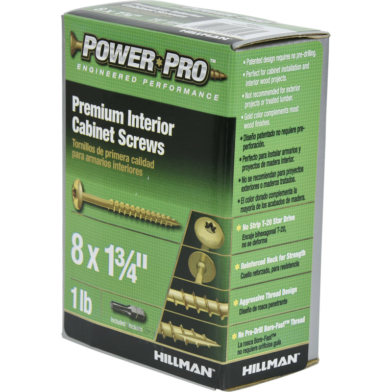 Hillman Power Pro No. 8 X 1-3/4 in. L Star Cabinet Screws 1 lb