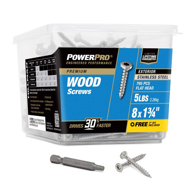 DECK SCREW 8X1.75" 5# SS