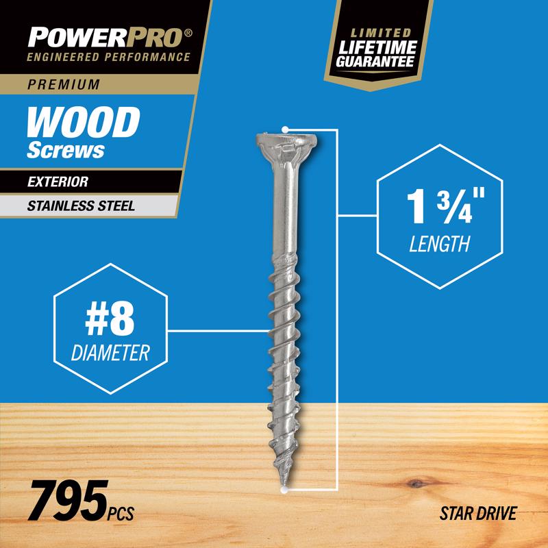 Hillman Power Pro No. 8 X 1-3/4 in. L Star Flat Head Exterior Deck Screws 5 lb