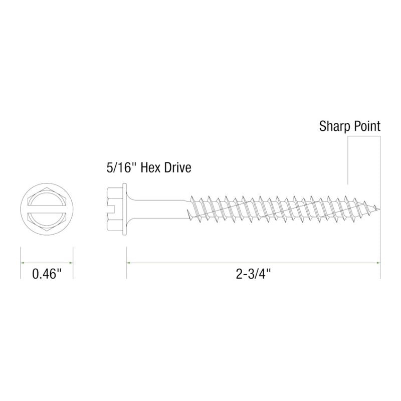 Grip-Rite 1/4 in. wire X 2-3/4 in. L Slotted Hex Washer Head Concrete Screws 100 pk