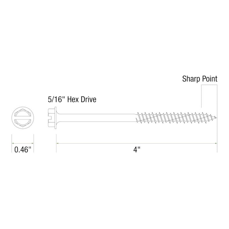 Grip-Rite 1/4 in. wire X 4 in. L Slotted Hex Washer Head Concrete Screws 100 pk