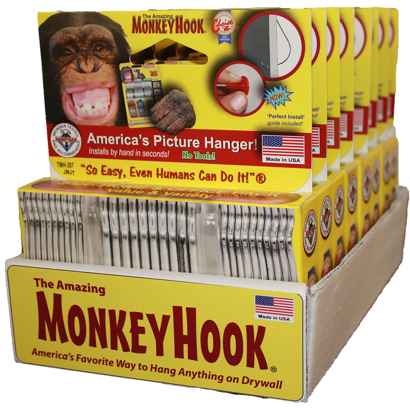 Monkey Hook Value & Variety Pack Galvanized Silver Monkey Picture Hanging Set 40 lb 30 pk