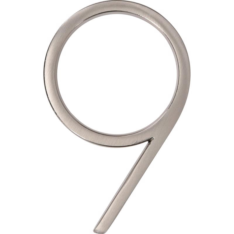 HILLMAN Distinctions 5 in. Silver Metal Screw-On Number 9 1 pc