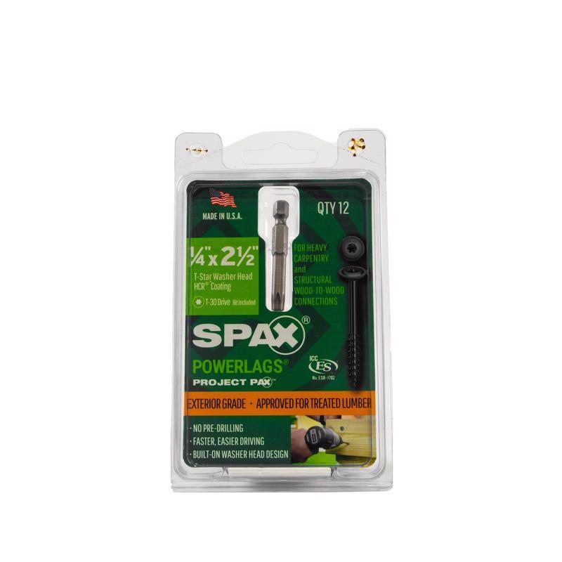 SPAX PowerLag 1/4 in. in. X 2-1/2 in. L T-30 Washer Head Structural Screws 12 pk