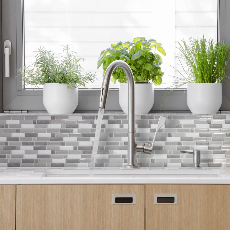 Smart Tiles 9.36 in. W X 9.73 in. L Gray/White Mosaic Vinyl Adhesive Wall Tile 4 pc