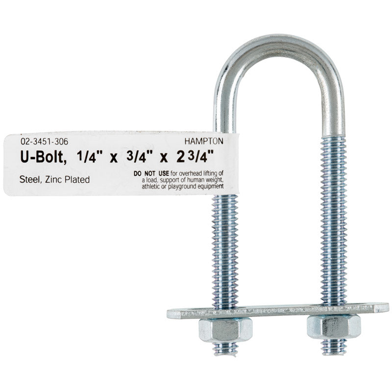 BOLT U 1/4"X3/4"X2.75"