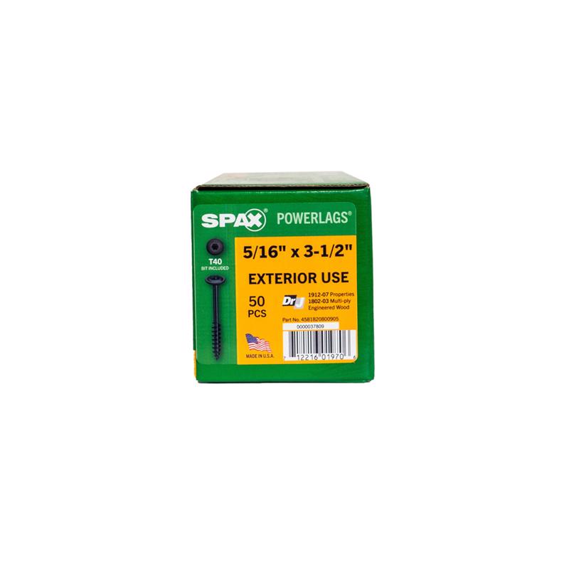 SPAX PowerLags 5/16 in. in. X 3-1/2 in. L T-40 Washer Head Structural Screws 50 pk