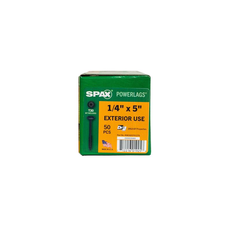 SPAX PowerLags 1/4 in. in. X 5 in. L T-30 Washer Head Structural Screws 50 pk