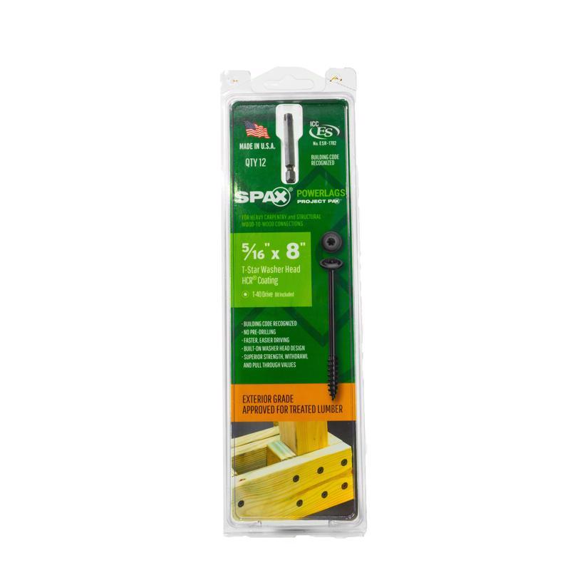 SPAX PowerLags 5/16 in. in. X 8 in. L T-40 Washer Head Structural Screws 12 pk
