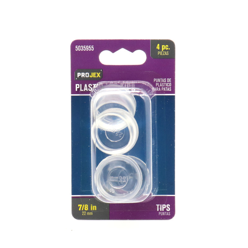 LEG TIP CLR RND 7/8" 4PK