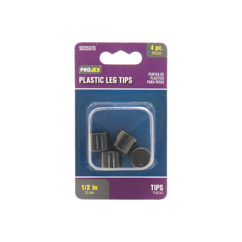 TIP LEG PLST BLK 1/2"4PK