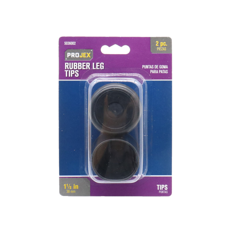 LEG TIP RBR BLK 1.5" 2PK