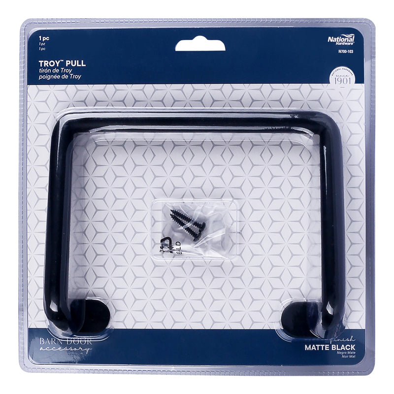 National Hardware Troy Matte Black Steel Pull Handle 1 pc