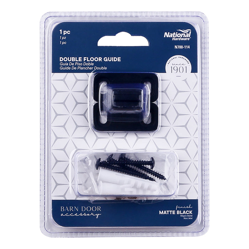 National Hardware Matte Black Aluminum Double Floor Guide 1 pc