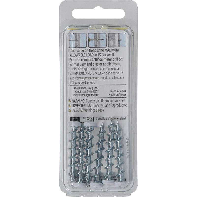 Bore-Fast 3/16 in. D X 1-1/2 in. L Steel Pan Head Screw and Anchor 6 pc