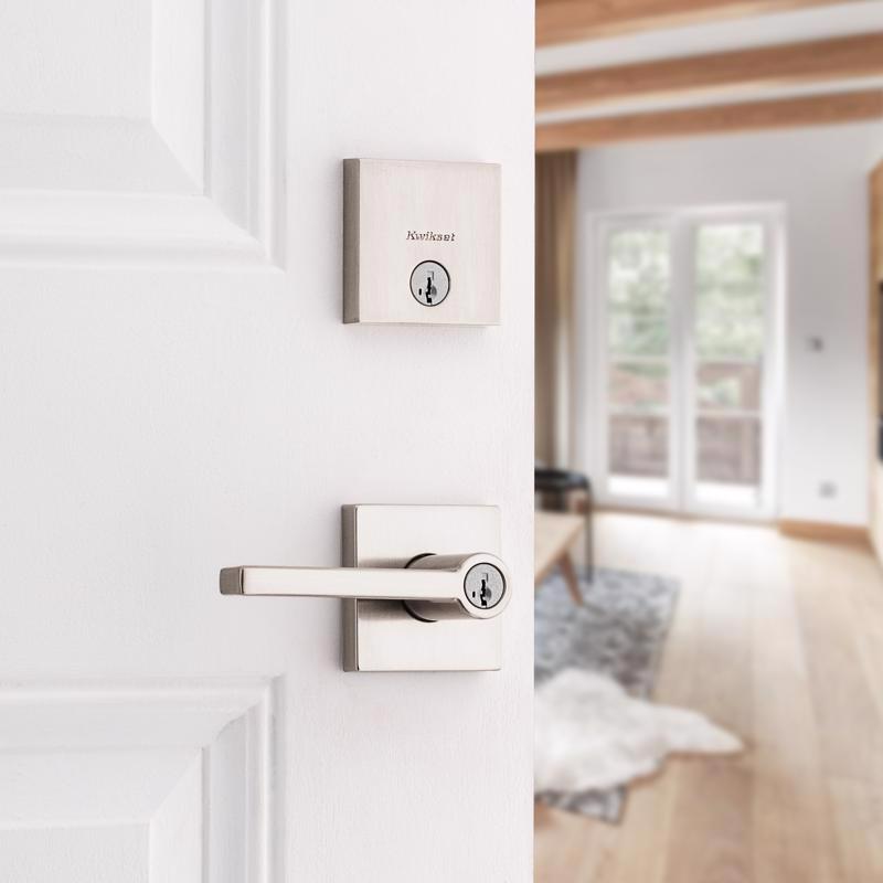 Kwikset Halifax Satin Nickel Zinc Lever and Single Cylinder Deadbolt
