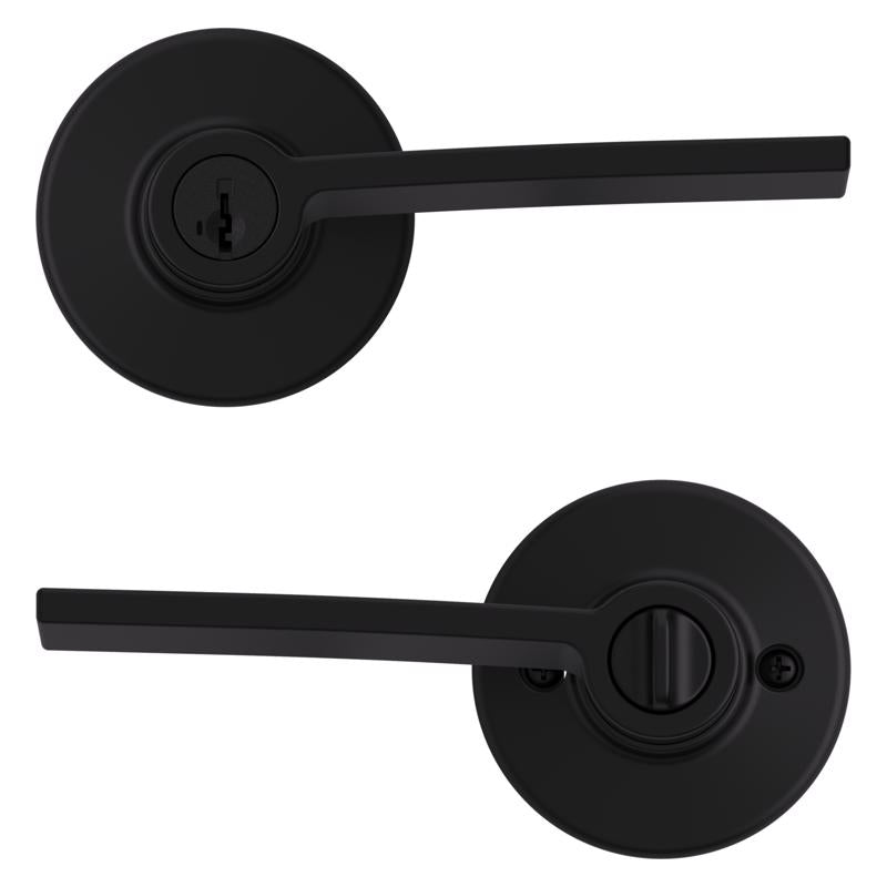 Kwikset Ladera Matte Black Keyed Entry Lever 2-3/4 in.