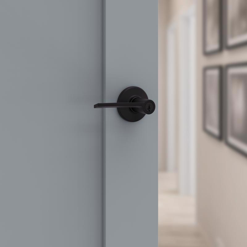 Kwikset Ladera Matte Black Keyed Entry Lever 2-3/4 in.