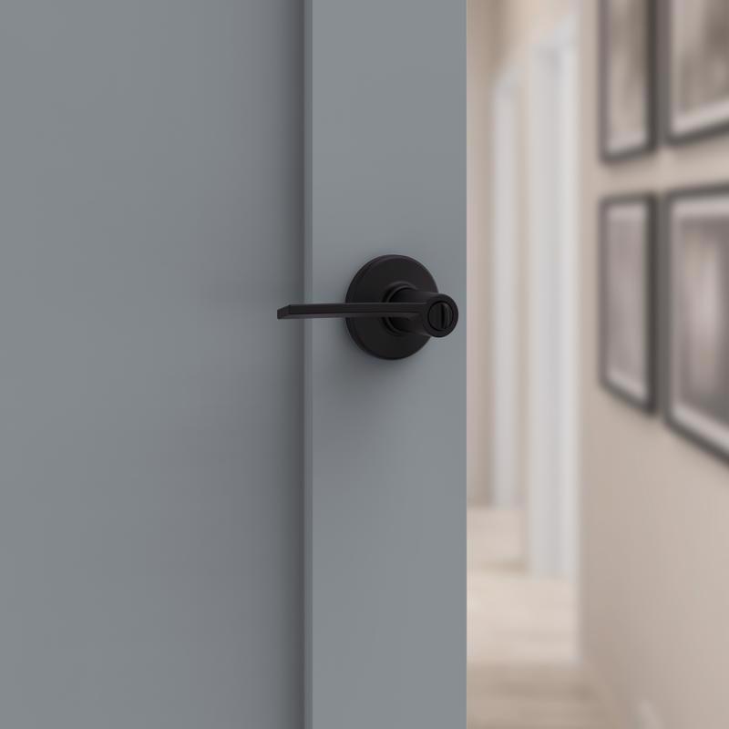 Kwikset Ladera Matte Black Keyed Entry Lever 2-3/4 in.