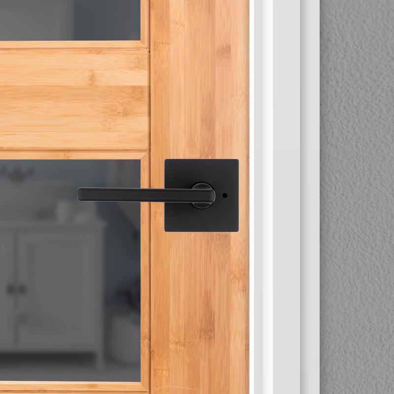 Kwikset Halifax Matte Black Bed and Bath Lever Right or Left Handed