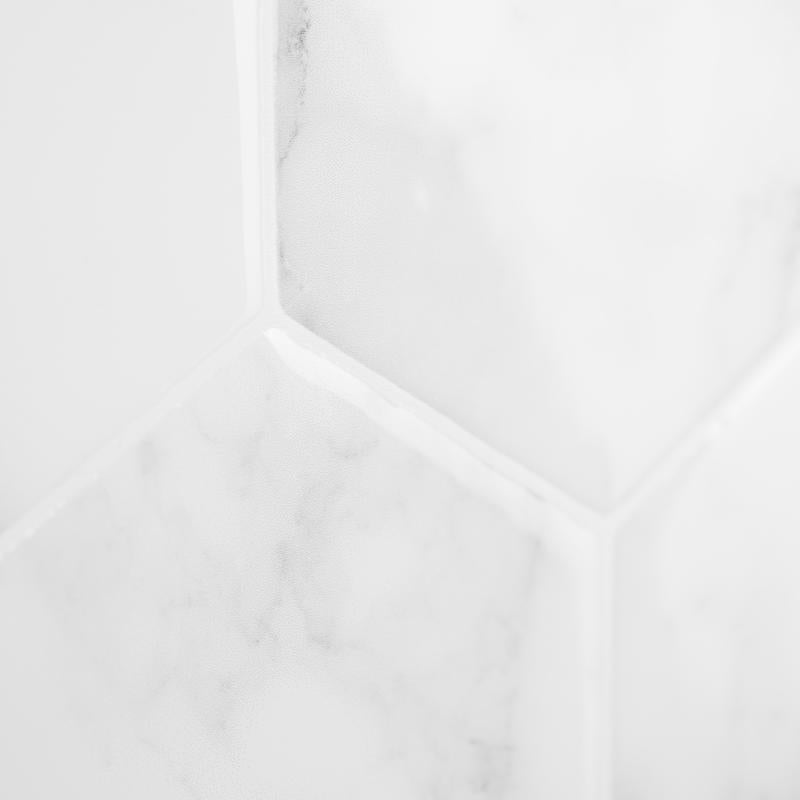 Smart Tiles 9.56 in. W X 10.61 in. L White Glazed Vinyl Adhesive Wall Tile 4 pc