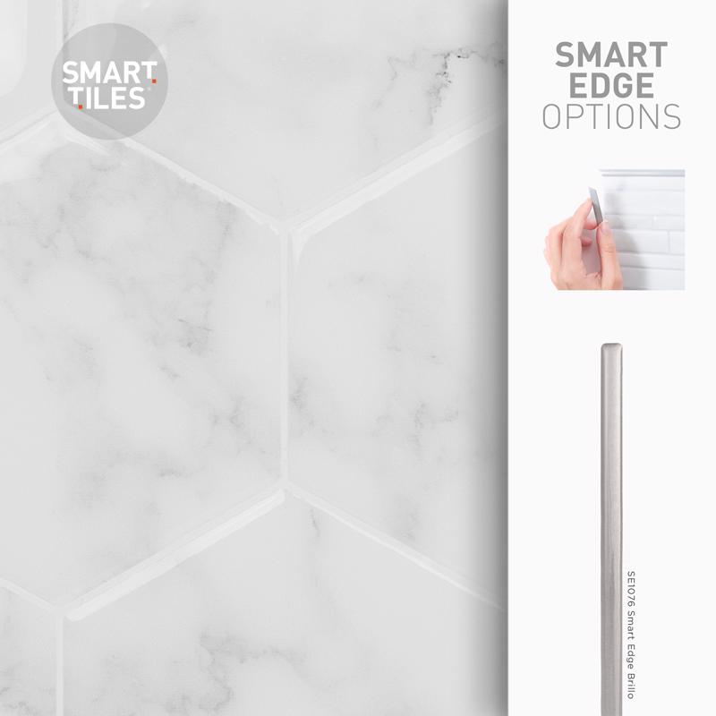 Smart Tiles 9.56 in. W X 10.61 in. L White Glazed Vinyl Adhesive Wall Tile 4 pc