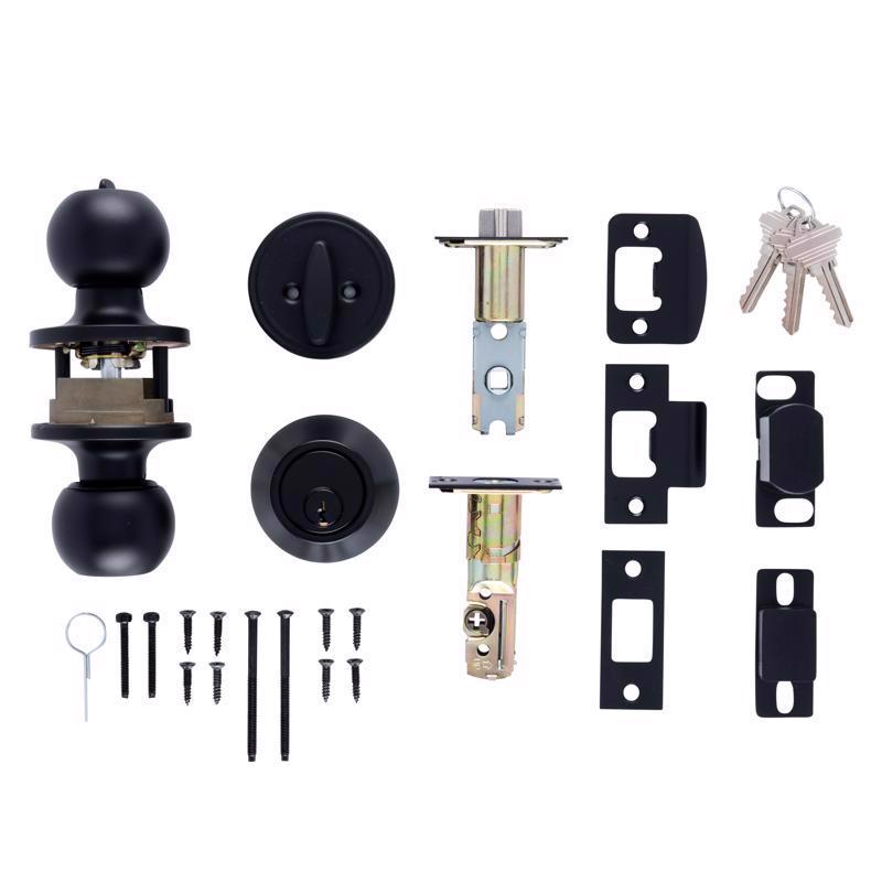 Brinks Commercial Matte Black Knob and Deadbolt Set 2 in.