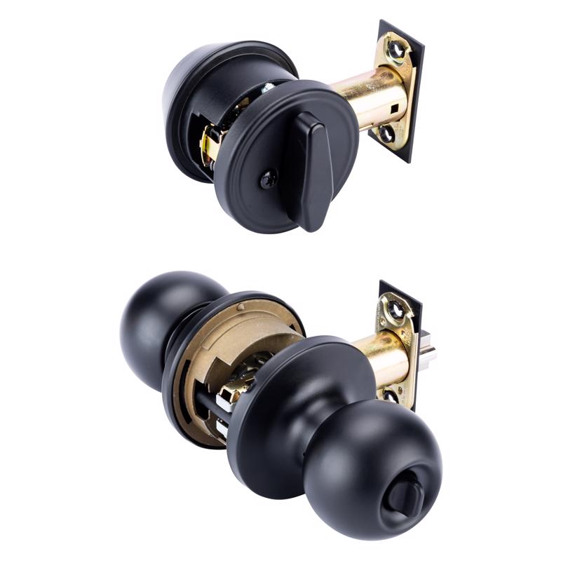 Brinks Commercial Matte Black Knob and Deadbolt Set 2 in.