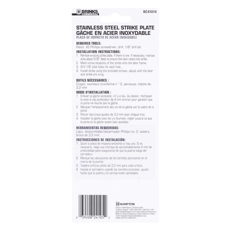 Brinks Commercial Matte Black Stainless Steel Door Strike 1 pc