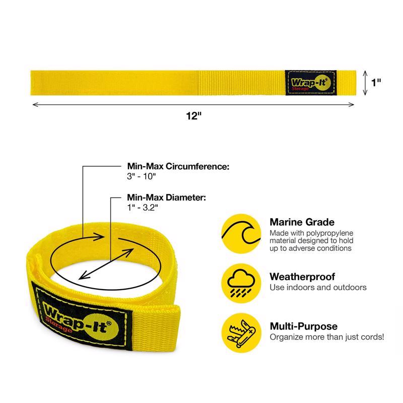 Wrap-It Quick Straps 12 in. L Yellow Polypropylene Cable Wrap