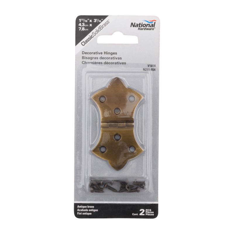National Hardware 3.06 in. L Antique Brass Brass Butterfly Hinge 1 pk