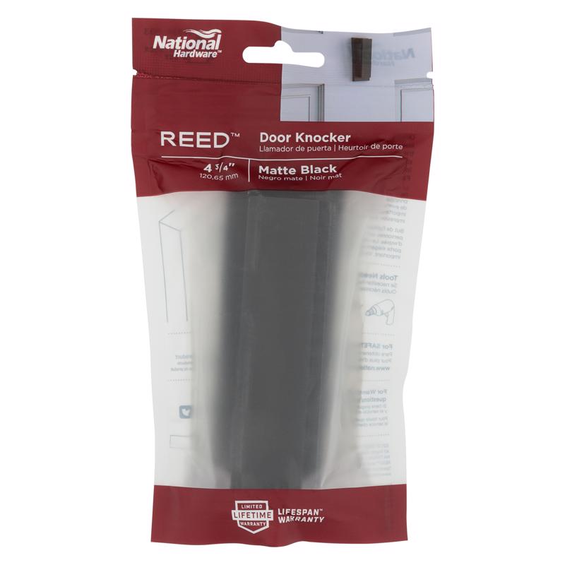 National Hardware Reed 4.75 in. L Matte Black Brass Door Knocker
