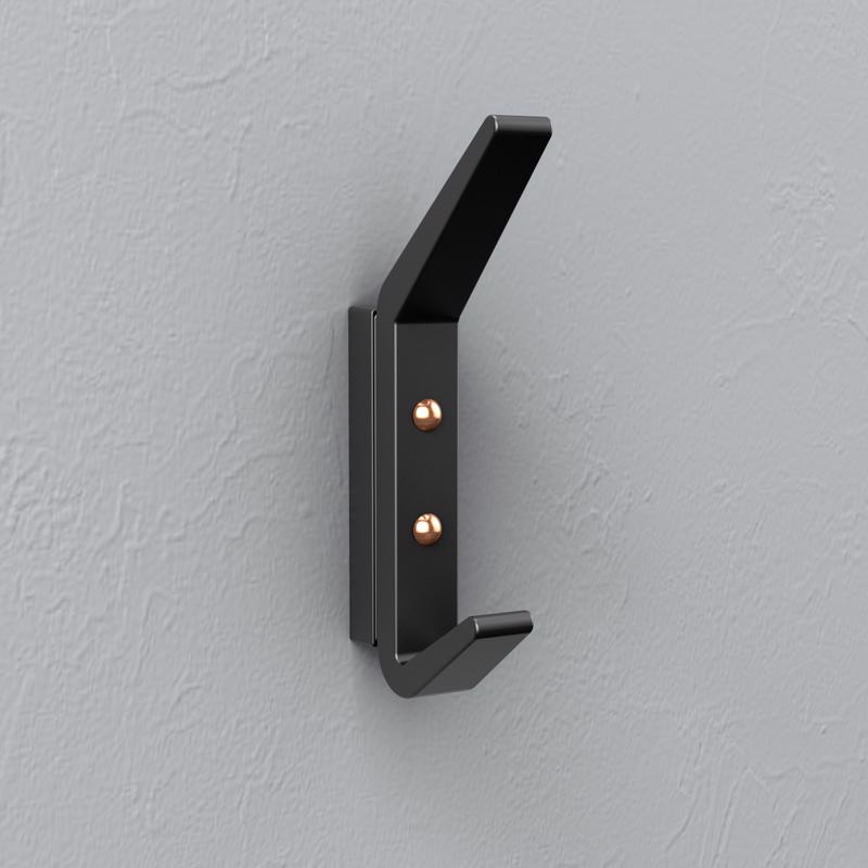 National Hardware Reed Matte Black Black Aluminum 4-3/4 in. L Hook 25 lb 1 pk