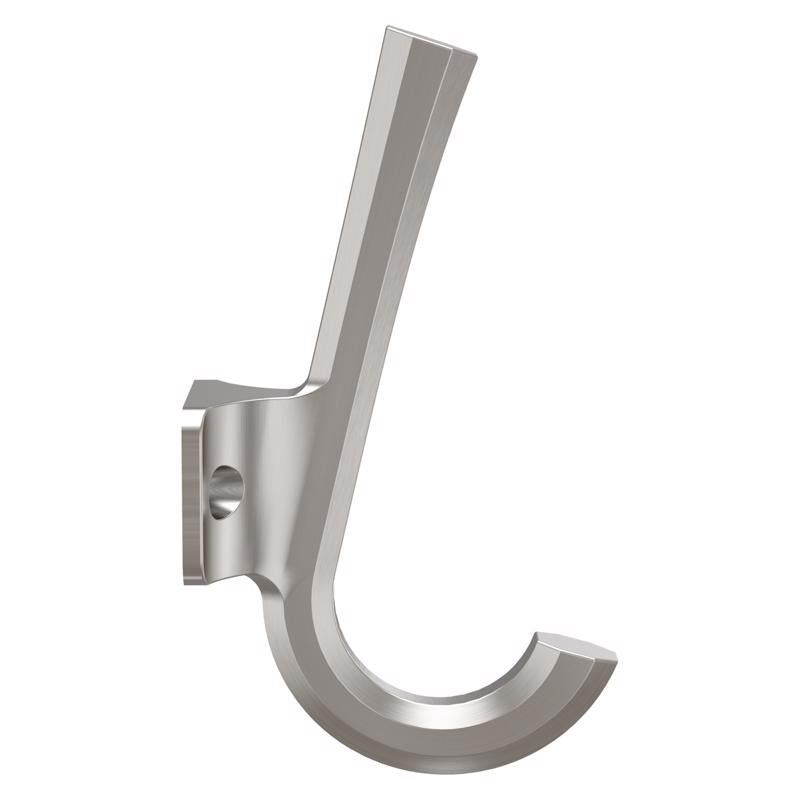 National Hardware Powell Medium Satin Nickel Silver Aluminum 4-15/16 in. L Angled Hook 60 lb 1 pk