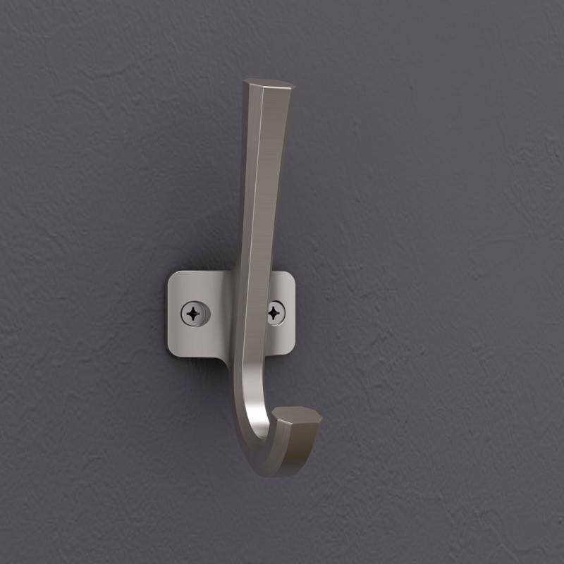 National Hardware Powell Medium Satin Nickel Silver Aluminum 4-15/16 in. L Angled Hook 60 lb 1 pk