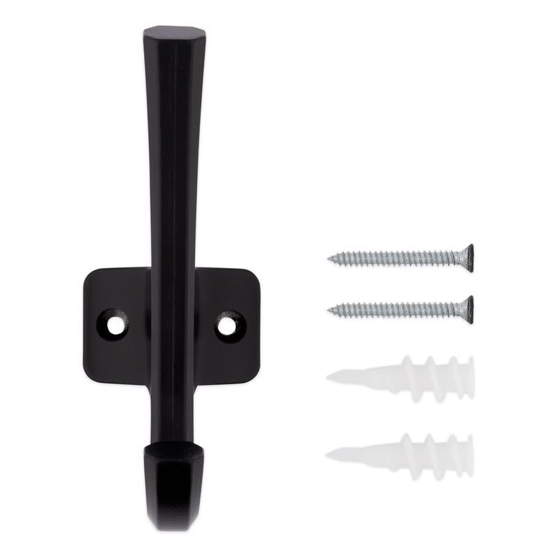 National Hardware Powell Medium Matte Black Black Aluminum 4-15/16 in. L Angled Hook 60 lb 1 pk